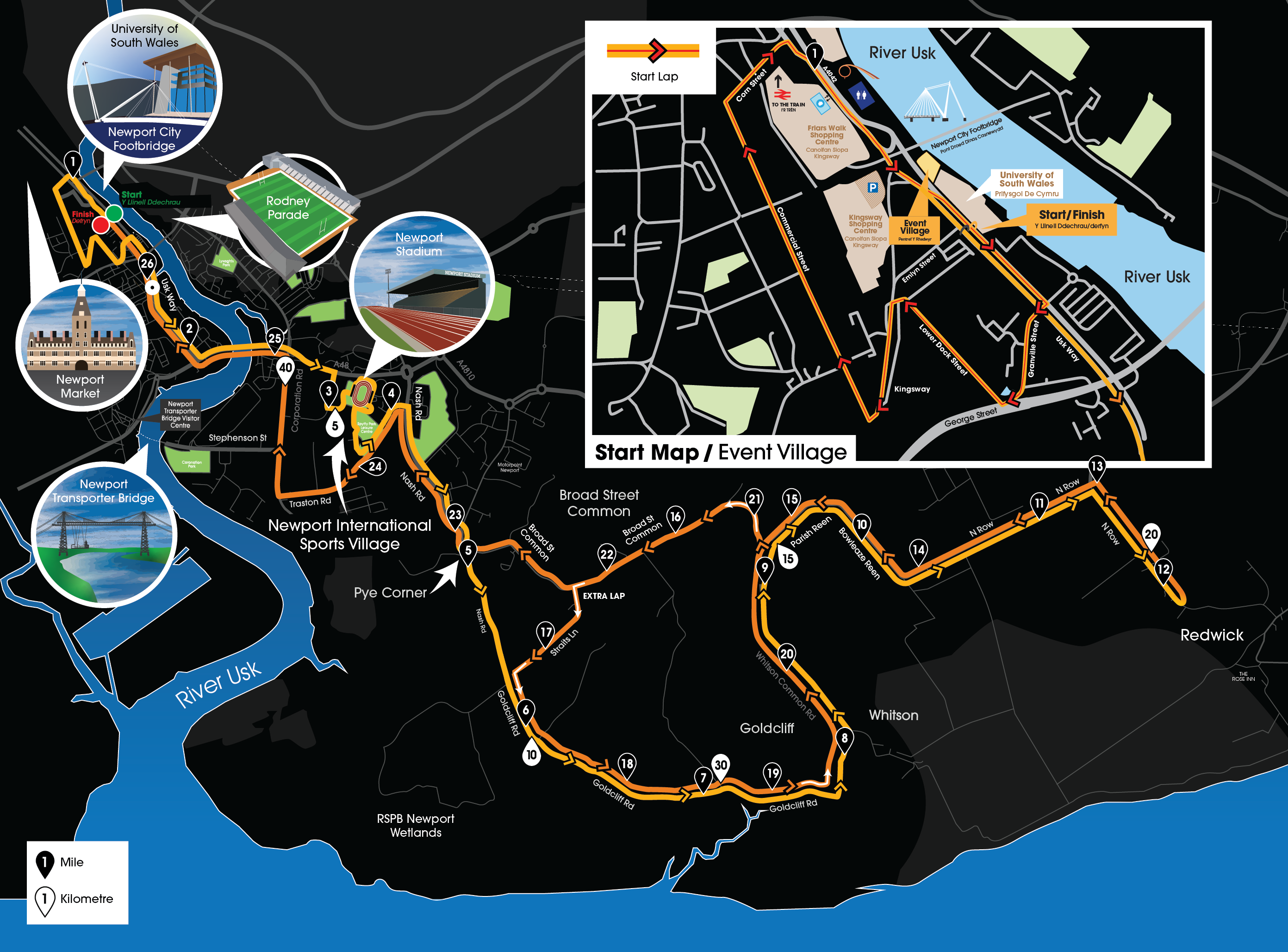 MARATHON ROUTE ABP Newport Wales Marathon, Half & 10K